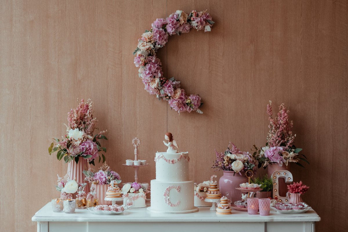 Baptizado Constança · mesa de doces